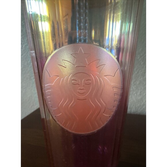 STARBUCKS 2020 ROSE GOLD IRIDESCENT DONE VENTI 24oz TUMBLER W/ STRAW - Picture 2 of 6